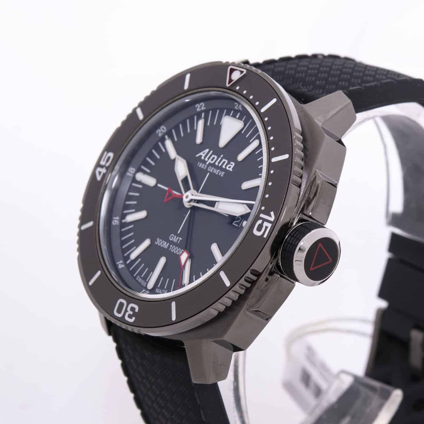 Alpina Seastrong Diver GMT Date Black Men's Quartz Watch Ref. AL-247LGG4TV6