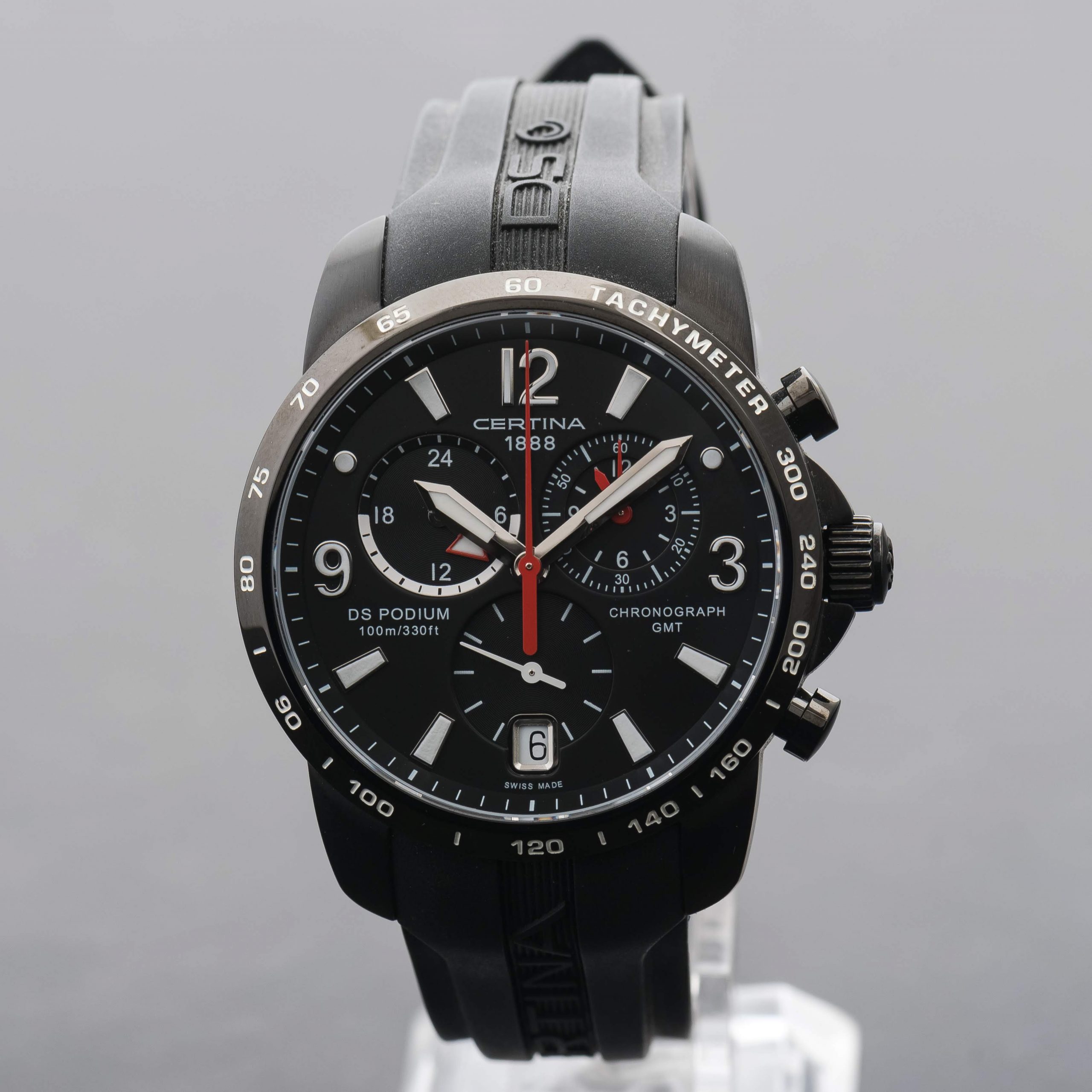 Certina DS Podium GMT Chronograph Big Size Black Dial Men's Watch C0016391605700