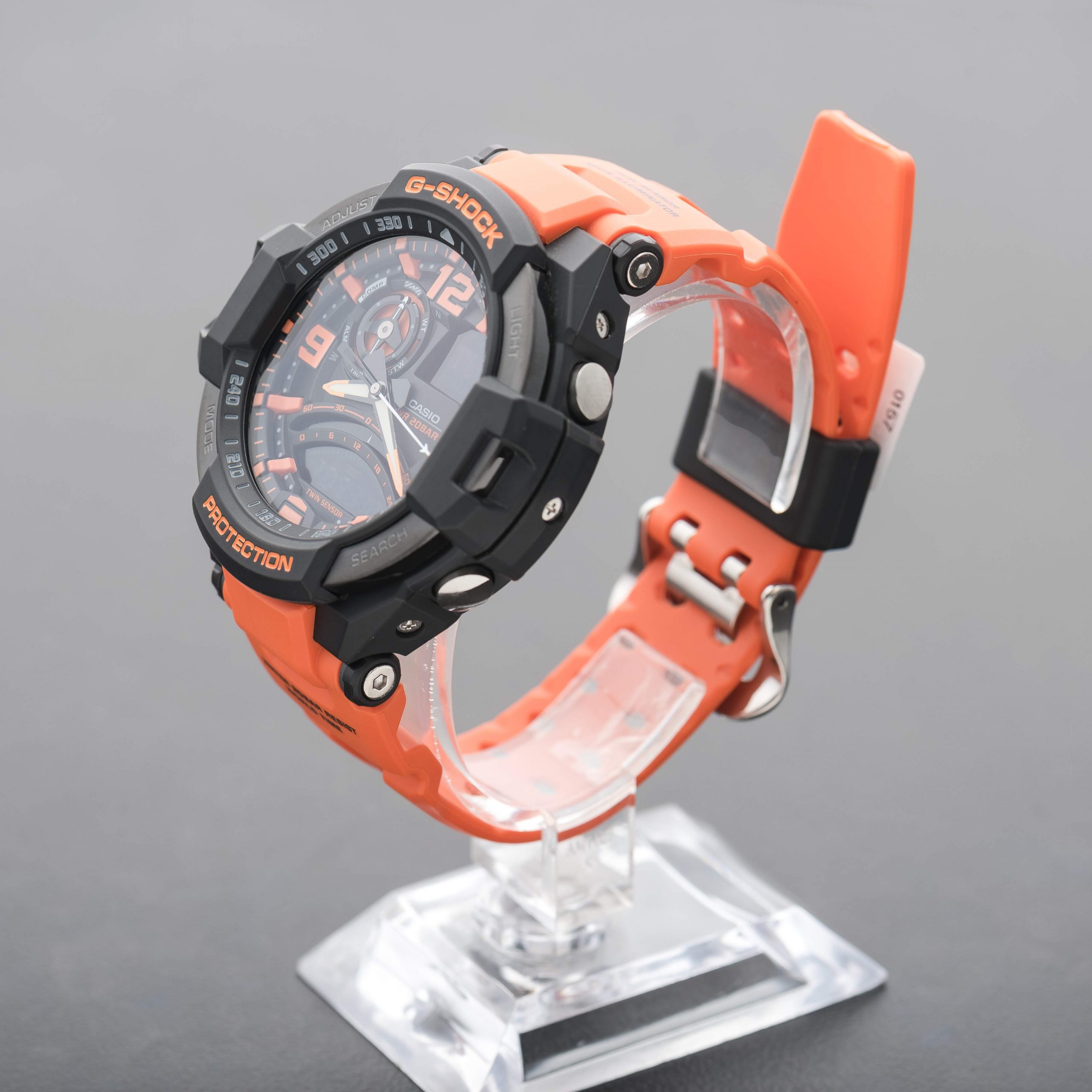 Casio G-Shock Aviator Black Dial Orange Strap Twin Sensor Watch GA-1000-4AER