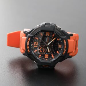 Casio G-Shock Aviator Black Dial Orange Strap Twin Sensor Watch GA-1000-4AER