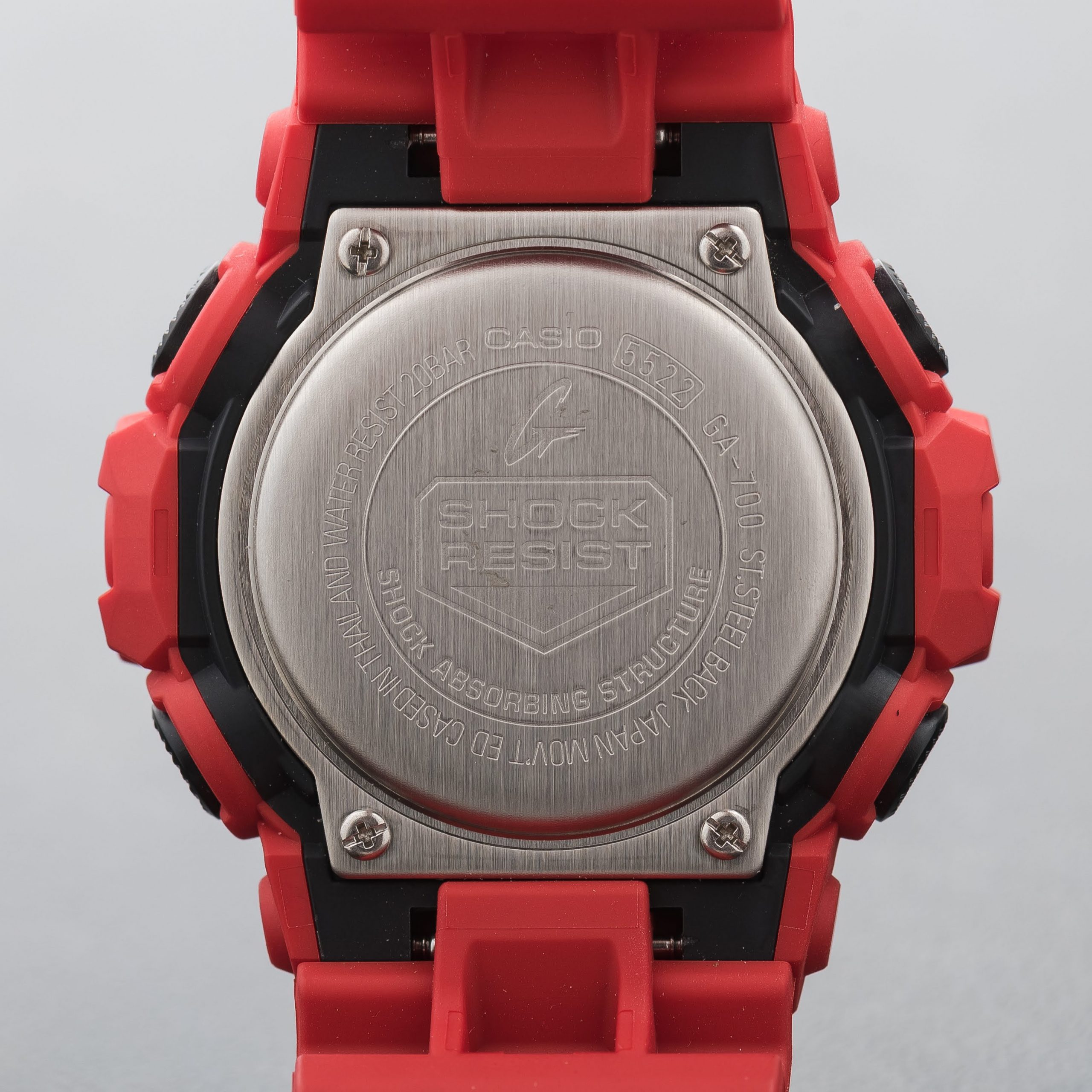 Casio G-Shock Analog Digital Red Resin World Time Stopwatch Watch GA-700-4ACR