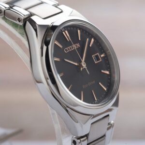 Citizen Eco-Drive Dress Ladies Grey Dial Date Stainless Steel EW1970-55H