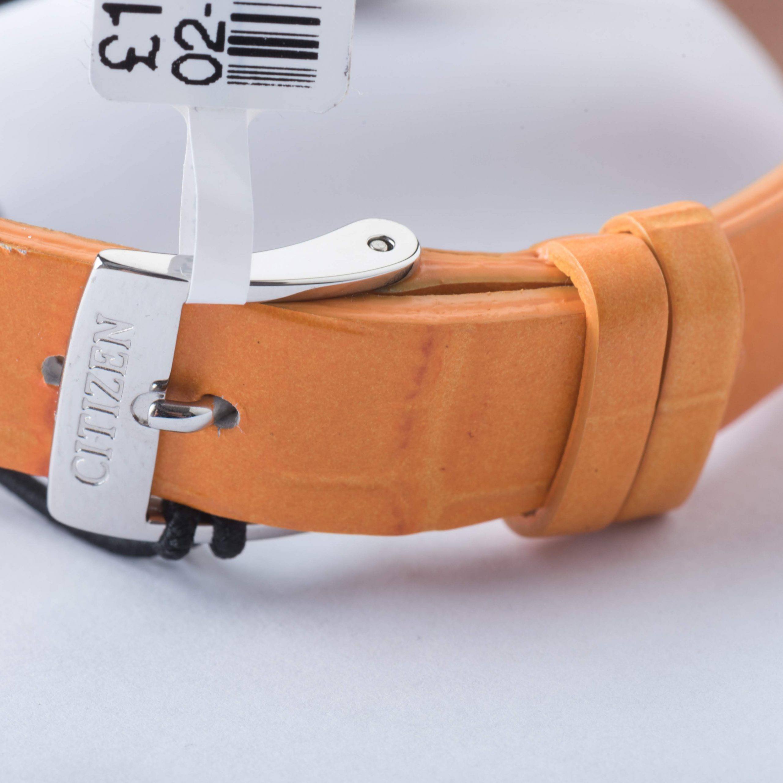 Citizen Eco-Drive Silhouette Ladies Orange Leather Strap Watch EM0250-01A
