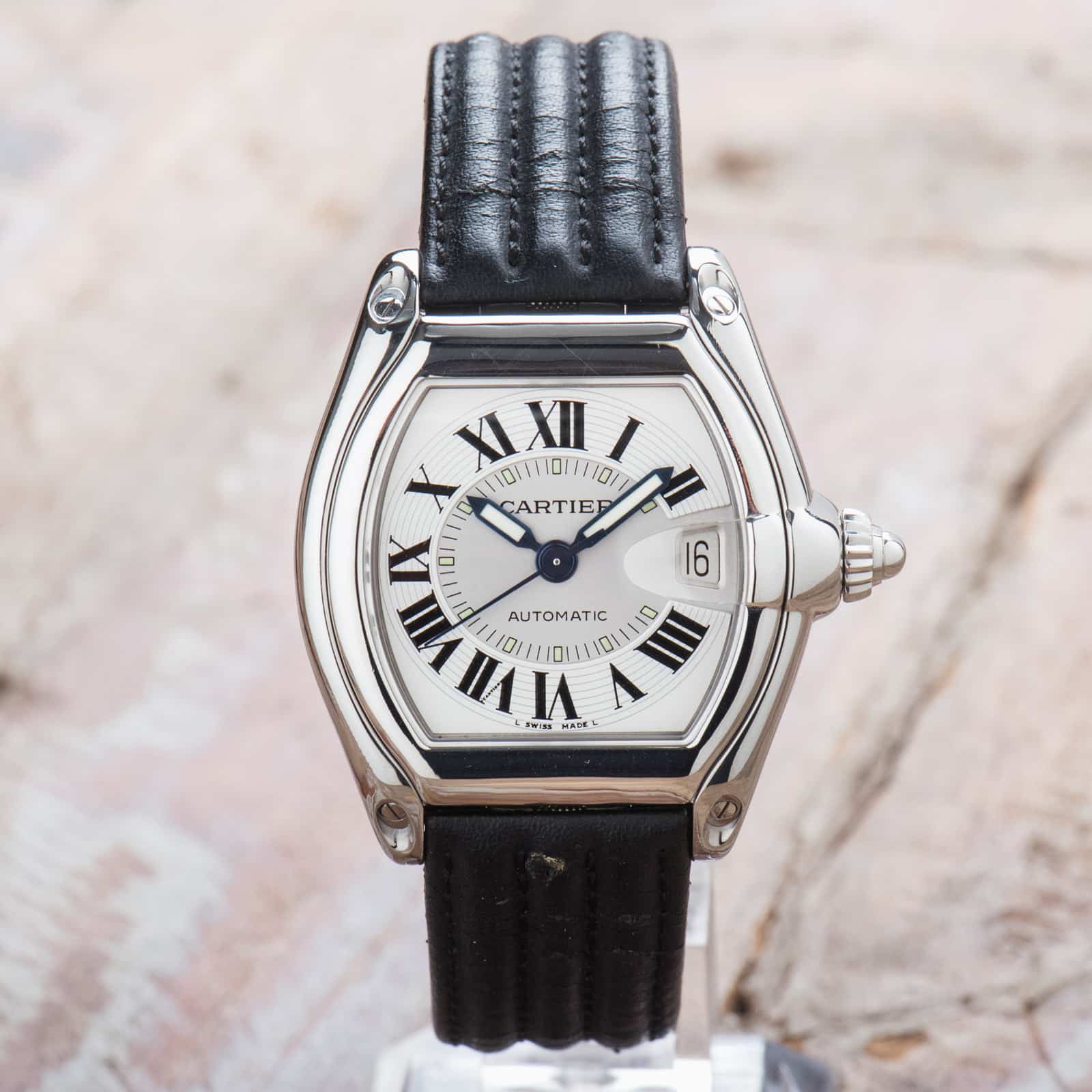 Cartier Roadster Automatic Black Leather Date Ref. 2510