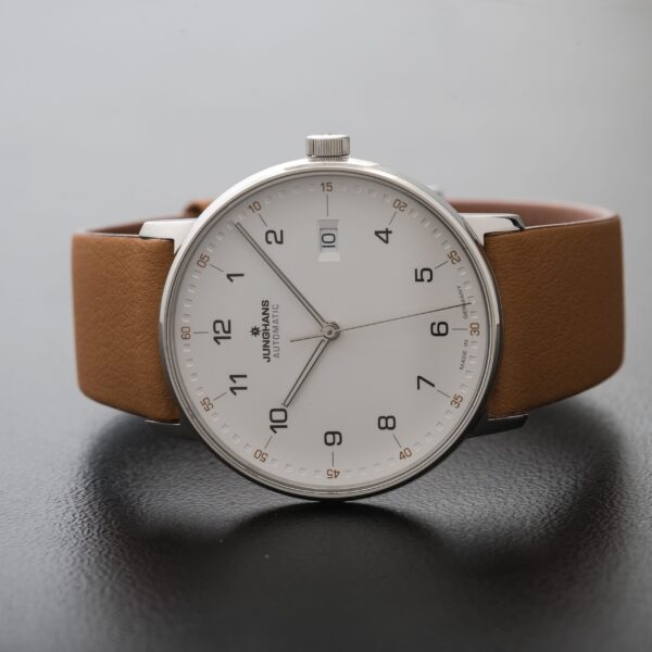 Junghans Form A Automatic Date Leather Tan Strap White Dial Numerals 027/4734.00